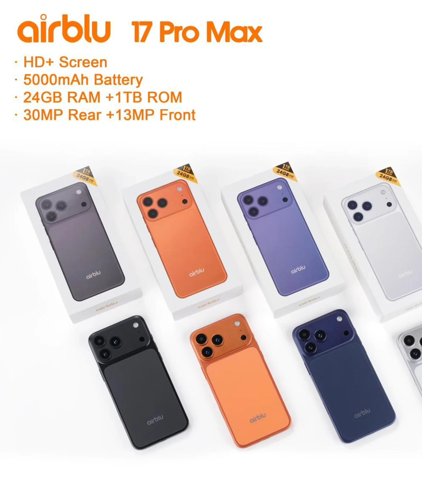 جوال Airblu 17 Pro Max – RAM 24GB | ذاكرة 1TB | اتصال 5G
