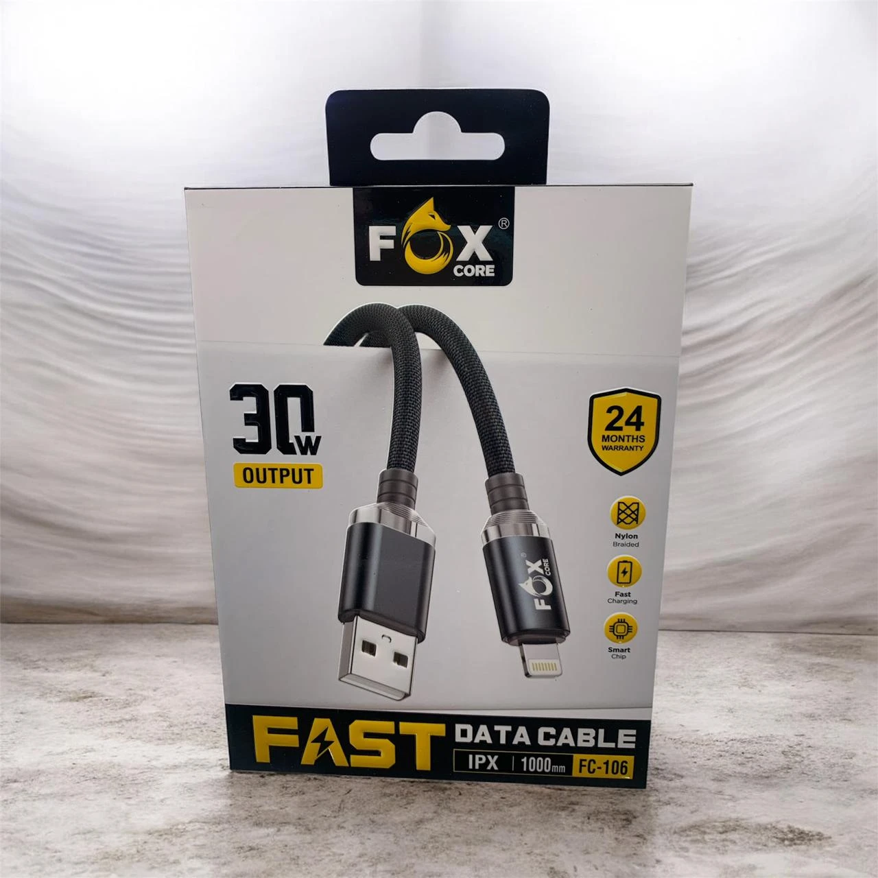كابل شحن فائق السرعة بطول 1 متر من فوكس كور متوافق مع جميع هواتف ايفون 30 واط (USB الى IP 30 واط)